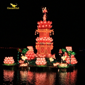 Lanterne en soie Dragon Chinois avec lumières LED pour Diwali et les parcs à thème de Thanksgiving - Couleurs et tailles personnalisables - Product Image 2
