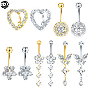 Nuovo <span class=keywords><strong>Piercing</strong></span> all'<span class=keywords><strong>Ombelico</strong></span> Lingchee a Forma di Cuore con Zircone, <span class=keywords><strong>Piercing</strong></span> a <span class=keywords><strong>Farfalla</strong></span> per <span class=keywords><strong>Ombelico</strong></span>, Anello per <span class=keywords><strong>Ombelico</strong></span> - Product Image 1