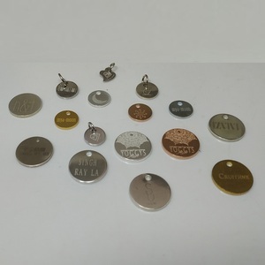 Gümüş daire marka bilezik küçük asılı Charm S925 yuvarlak kolye kuyruk etiketi DIY gümüş parça takı kolye aksesuarları - Product Image 5