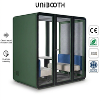 UNIBOOTH Studio Pod en aluminium robuste, insonorisation 33 dB (norme ISO 23351), résistance au feu 30-45 min, installation rapide, pour bureau à domicile et espace de travail, commande en gros