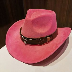 Chapeau de cowboy en feutre suédé à large bord enroulable, style western, pour l'extérieur et les voyages, avec ceinture OX - Product Image 5