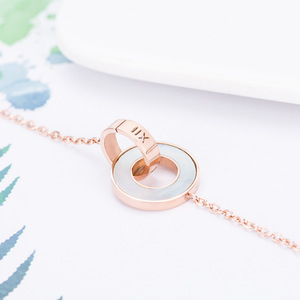 Rose Gold <b>Interlocking</b> Circle <b>Necklace</b> Stainless Steel Geometric Pendant Gift Jewelry - Product Image 2