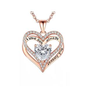 Colgante de cobre en forma de amor infinito más vendido, collar de corazón con placa de oro rosa de circón con piedra natal de 12 colores para esposas, novias - Product Image 5