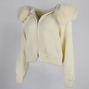 <span class=keywords><strong>Cardigan</strong></span> di Lusso in Lana Verde <span class=keywords><strong>con</strong></span> Zip, Cappuccio alla Moda <span class=keywords><strong>con</strong></span> Colletto in Vera <span class=keywords><strong>Pelliccia</strong></span> di Volpe, Giacca Calda da Donna - Product Image 6