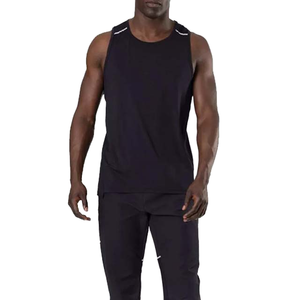 High Quality <b>Men's</b> Sporty Summer Hooded Workout <b>Vest</b> Loose Stand Collar T-Shirt Fitness Breathable Gym Tank Tops Embroidery - Product Image 2
