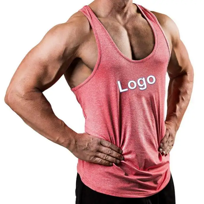 Factory Wholesale OEM Custom Men's Solid V Neck Sleeveless Top T-shirt Exercise Vest