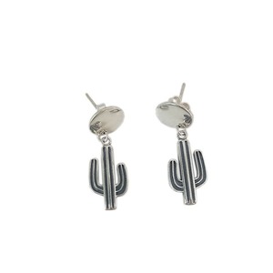 S925 Sterling <b>Silver</b> Cactus Drop Earrings For Women Everyday Wear Plant Shape <b>Stud</b> Earrings Simple Unique Design - Product Image 5