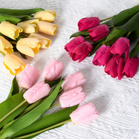 Fleurs artificielles en PU Tulip, sensation hydratante, tiges simples, fausses branches florales, décoration intérieure, accessoires de photographie
