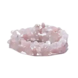 Двухслойный браслет из кристаллов, бусин, гравия, камень, браслет из драгоценных камней, браслет из розового кварца