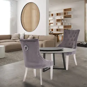 현대 벨벳 패브릭 다양한 색상 사용 가능 식당 의자 사자 노크가있는 스테인레스 스틸 다리