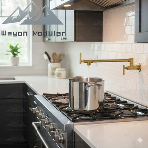 <span class=keywords><strong>Robinet</strong></span> de remplissage mural Wayon en or brossé de luxe avec bras articulé <span class=keywords><strong>double</strong></span> pour cuisine de chef - Product Image 3