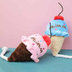 Jouet pour chien en peluche miniature en forme de crème glacée, jouet à mâcher qui couine pour animaux de compagnie, petite taille - Product Image 2