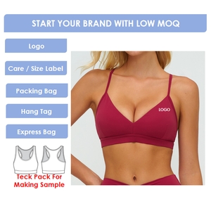 Sujetador deportivo halter transpirable con bloques de color, de secado rápido, sin espalda, con cuello en U profundo, elástico en cuatro direcciones, ligero, para gimnasio de mujer - Product Image 5