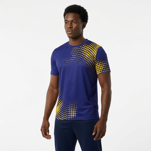 Camiseta de Fútbol Azul Marino para Hombre, Manga Corta, Cuello Redondo, Diseño Geométrico de Puntos - Product Image 5