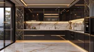 Armoires de cuisine modernes de luxe en forme de L, personnalisées, avec portes en verre et laque, accessoires de meubles de cuisine pour la maison - Product Image 2