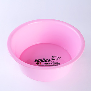 Sanhao Plastic <b>Basin</b> <b>Round</b> Solid Color Household Wash <b>Basin</b> With Logo Printing - Product Image 4