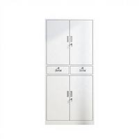 Armoire de classement en acier moderne à 4 portes et 2 tiroirs verrouillables, design contemporain, autoportante, gain de place, idéale pour bureau et hôtel