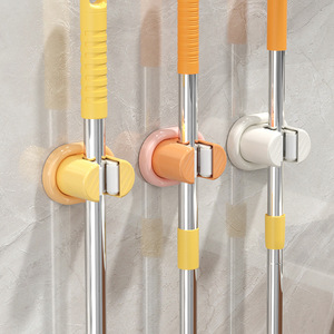 Multifunction Plastic Mop Hook Wall Mounted Stainless Steel Round For Bathroom Storage - Product Image 1