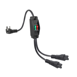 US Flat Angled <b>Plug</b> Y Power Cord Splitter Dual IEC C5 Port With Independent Switches For Laptop Printer Household Appliances - Product Image 1