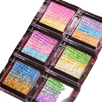 Palette de fards à paupières acryliques duochrome arc-en-ciel 6 couleurs, organisateur de maquillage cosmétique, fard à paupières brillant changeant de couleur