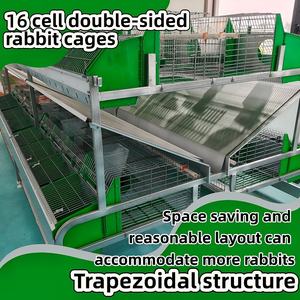 กรงกระต่ายสองแถวชุบสังกะสีแบบจุ่มร้อนติดกับบ้านกระต่าย2ชั้น16เซลล์ - Product Image 5