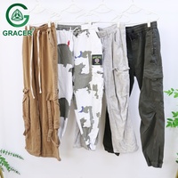 Celana Cargo Musim Panas Unisex Model A25 Grosir Gracer, Terlaris, Kantong Besar, Bahan Polyester/Katun, Dewasa, Ukuran Guangdong, MOQ 45 kg