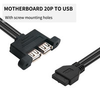Dual Usb 3,0 montaje en panel tipo a hembra a Ide 20 pines placa base encabezado montaje en panel Cable de datos