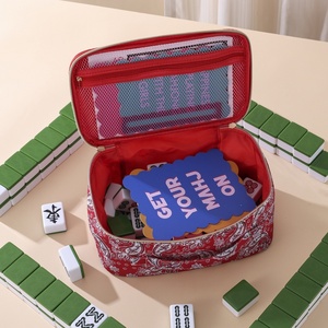 Bolsa de almacenamiento para Mahjong, bolsa de viaje multifuncional portátil de gran capacidad con estampado de flores de poliéster - Product Image 5