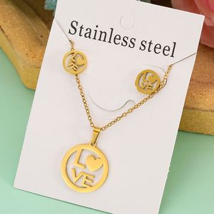 Conjunto de Joyería de Acero Inoxidable para Mujer, Chapado en Oro de 18k, Collar y Aretes, Marca de Moda para Bodas y Fiestas - Product Image 3