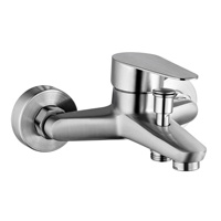 Robinet de douche monocommande mural en acier inoxydable brossé pour mélange eau chaude et froide