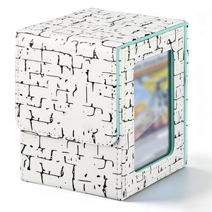 Étui à cartes personnalisé en cuir PU de haute qualité, 100 emplacements, avec couvercle à fenêtre transparente, organisateur <span class=keywords><strong>pour</strong></span> cartes de <span class=keywords><strong>jeux</strong></span> de société MTG TCG, OEM ODM - Product Image 1
