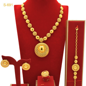 Indian Dubai 24K Gold Plated Necklace Earrings Bracelet Rings <b>Set</b> Flower Tassel <b>Bridal</b> Wedding <b>Jewelry</b> <b>Set</b> - Product Image 4