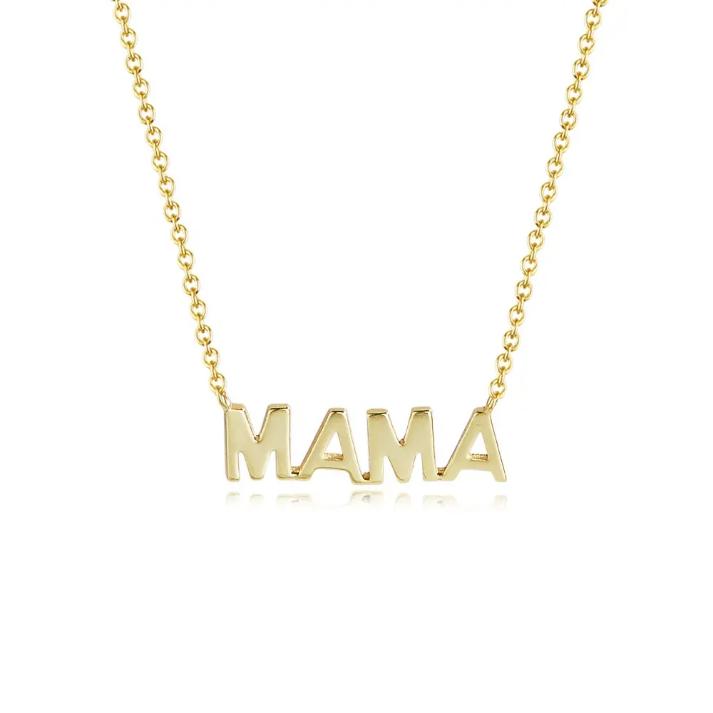 Dainty Letter Charm Pendant Jewelry Plated Sideways Initial Mom MAMA Necklace Cross Women's Chains GTC Gold 925 Sterling Silver