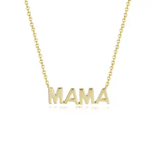 Dainty Letter Charm Pendant Jewelry Plated Sideways Initial Mom MAMA Necklace Cross Women's Chains GTC Gold 925 Sterling Silver