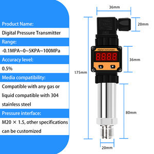 Transductor de Presión Digital de Acero Inoxidable Welta WRT-131X, Sensor de Presión, Transmisor de Manómetro, Precisión de 0.5%FS, 4-20mA, IP67 - Product Image 2