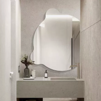 Lemari Cermin Kamar Mandi Persegi Panjang Pintar dengan Lampu LED Terang, Anti Embun, Sakelar Sentuh, dan Penyimpanan untuk Penggunaan di Meja Rias Modern dan Salon