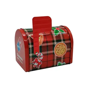 Caja de lata con forma de buzón de correo, impresión personalizada, con bandera móvil para regalos, tarjetas de dulces, caja de lata con forma Irregular