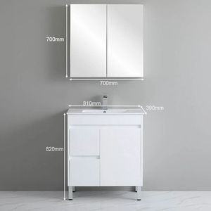 Custom Hides Handles Meuble Salle De Bain Piso PVC 810mm Vaidade Do Banheiro Armário Pavimento Montado Mobília Do Banheiro - Product Image 3