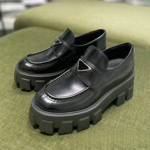 Mocassins en cuir pour femmes, chaussures plates décontractées à plateforme, printemps et automne, avec étiquette Panda Triangle, pour dames - Product Image 5