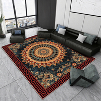 Tapis persan vintage en cachemire, classique noir et rouge à motifs floraux, tapis oriental rétro épais et moelleux pour salon