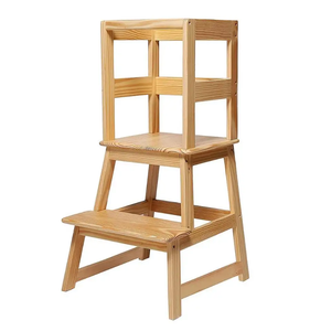 Tabouret en bois Montessori à hauteur réglable pour chambre d'enfant, salle à manger et utilisation en extérieur Design moderne La sécurité d'abord! - Product Image 1