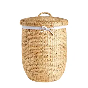 Water hyacinth laundry basket - VT013 Handicraft Rattan Basket, Standing Sustainable Household Indoor Plant Pot, Rattan Bucket