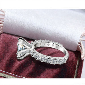 Anillos de Boda de Moissanita con Corte Brillante Clásico, Chapados en Rodio, Plata de Ley, Certificados por GRA, VVS1, Ruizuan, Venta al por Mayor - Product Image 3