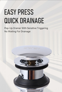 FANSKI - Desagüe de Lavabo Moderno de Latón y Acero Inoxidable <span class=keywords><strong>con</strong></span> Acabado Pulido, <span class=keywords><strong>con</strong></span> Sistema Pop-up, Protección Contra Desbordamientos y 5 Años de Garantía - Product Image 4