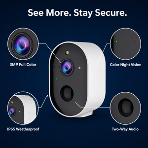 Caméra de sécurité intérieure sans fil WIFI à vision nocturne couleur 3MP grand angle avec batterie intégrée de 5200 mAh et stockage dans le cloud - Product Image 3