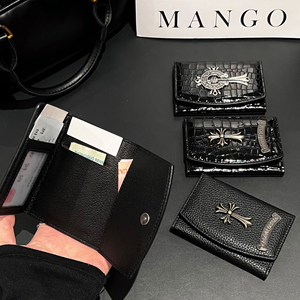 กระเป๋าสตางค์ฮิปฮอปทันสมัย CH แบบพกพาสำหรับผู้ชาย กระเป๋าเงินพังก์ลายกากบาท กระเป๋าใส่เหรียญขนาดเล็ก กระเป๋าป้องกันการโจรกรรม กระเป๋าสตางค์ดีไซน์หรูหรา แคตตาล็อกกระเป๋าสตางค์ - Product Image 6