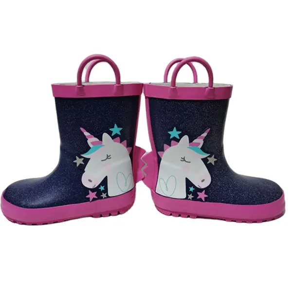 2020 New Cute Unicorn Kids Shoes Rubber Children Girls Rain Boots