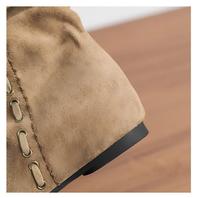 Bottines plates pour femmes de style occidental, en daim, avec œillets métalliques, ornements en dentelle, bout pointu, pour un look décontracté au quotidien