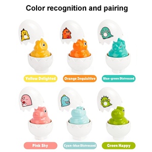 6 pezzi di <span class=keywords><strong>dinosauro</strong></span> abbinamento uova giocattoli per bambini Montessori colore e forma di smistamento abbinamento uovo gioco educativo con squittio - Product Image 3