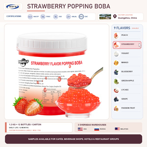 Bolas de Jugo Rojas con Sabor <span class=keywords><strong>a</strong></span> Fresa, Multi-Sabor, 1.2kg x 12 Cajas, Certificación HACCP, para Té de Burbujas, Helados y Postres - Product Image 1